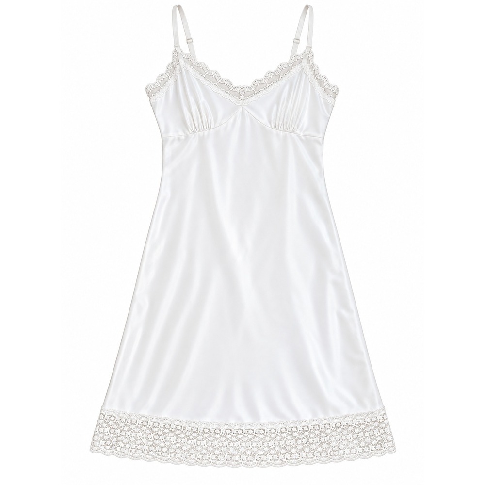 Belle Poque White Lace Trim Slip Dress Vintage Style Chemise 3XL